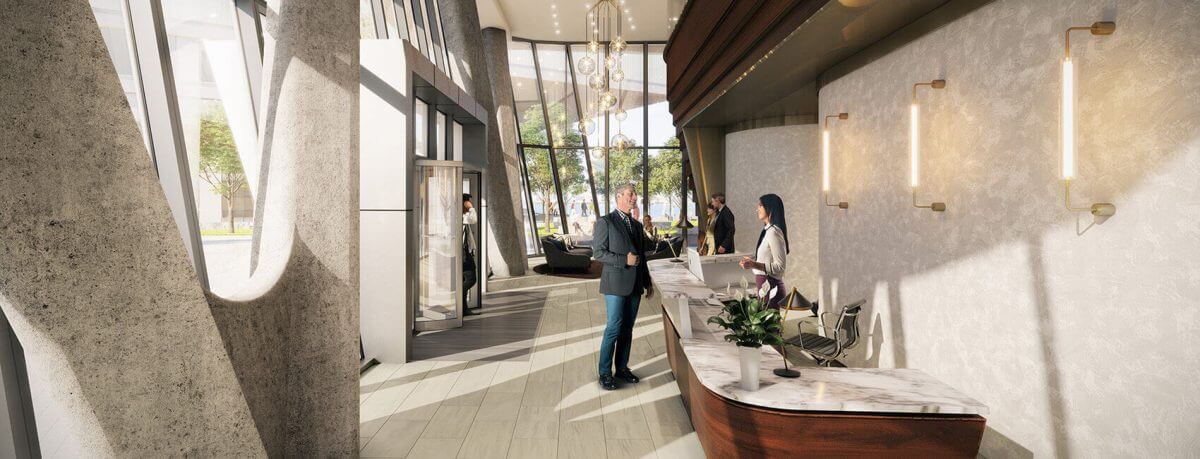 Lobby at PIER 4 Seaport Condos by Tishman Spery